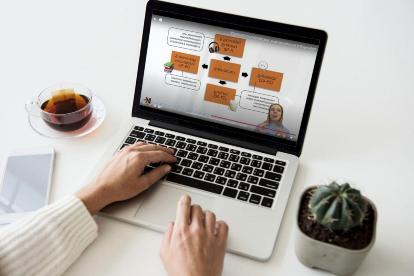Mentor reviewing presentation structure with a client during an online session